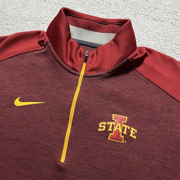 Iowa State Cyclones Jacket Mens Large Red Nike 1/4 Zip Football ISU Dri-Fit - Picture 8 of 13